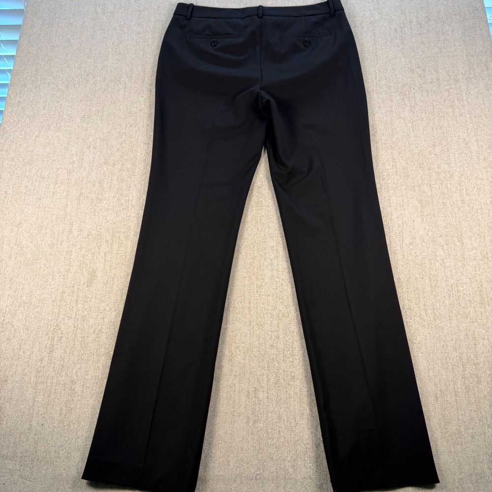 Theory Dress Pants Womens 12 Black Virgin Wool Stretch Straight Leg Trousers - Picture 3 of 11
